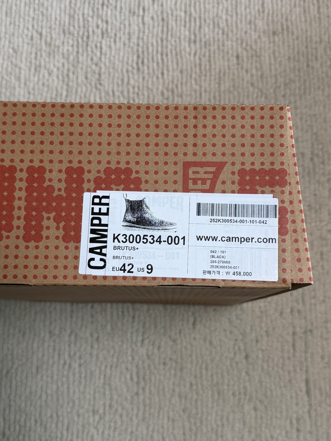 (새상품) 캠퍼 - 남성용 블랙 컬러 누벅 소재 앵클부츠 상품이미지5