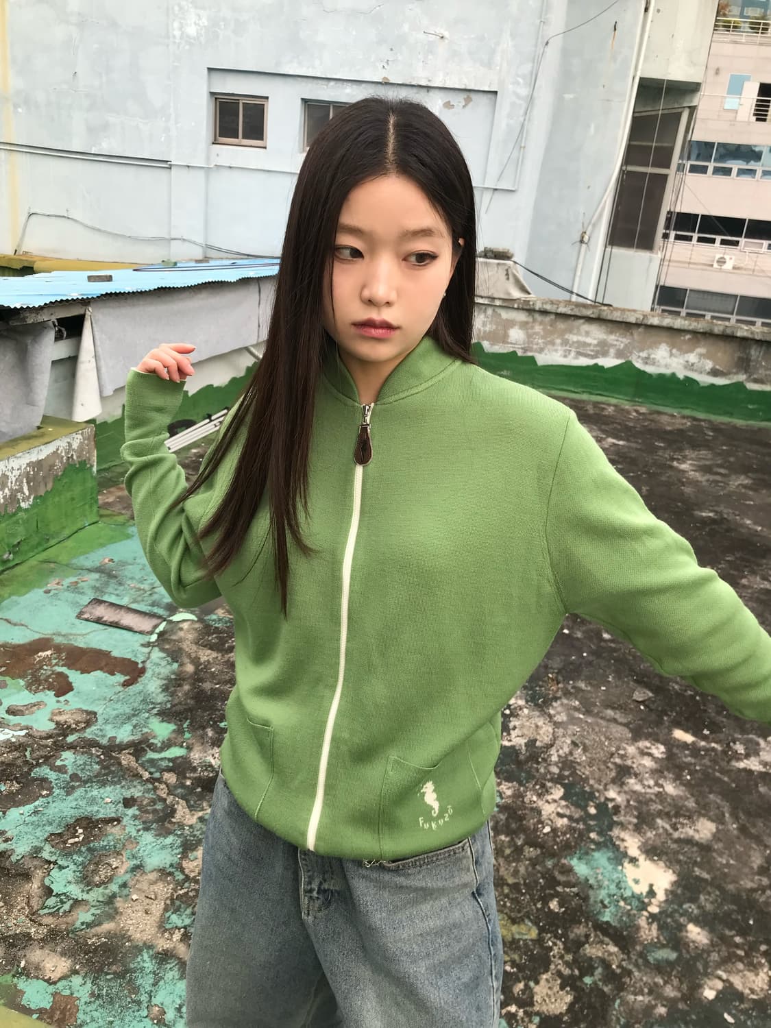 해마 연두 니트 집업 상품이미지7