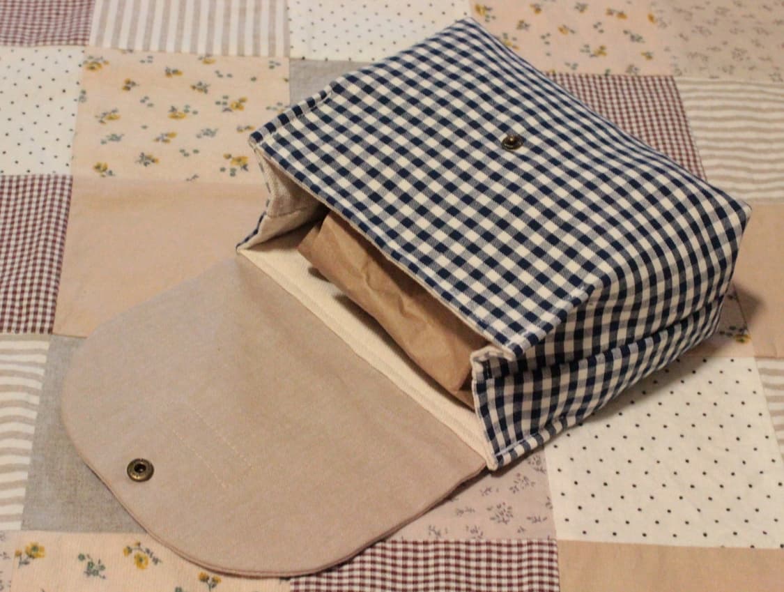 핸드메이드 네이비체크 박스 파우치 상품이미지6