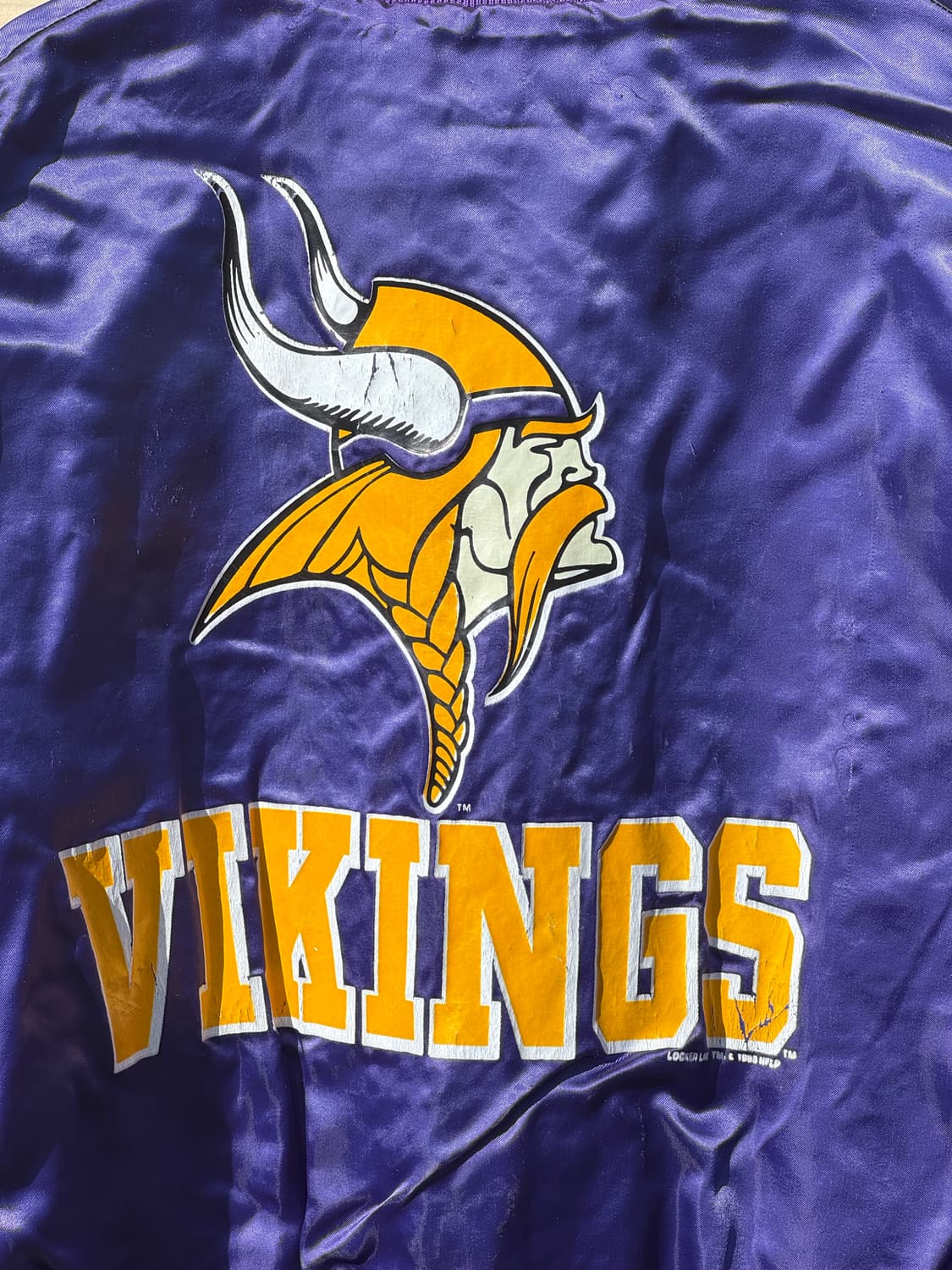 90s NFL 미네소타 바이킹스 나일론 사틴 바시티자켓 상품이미지6