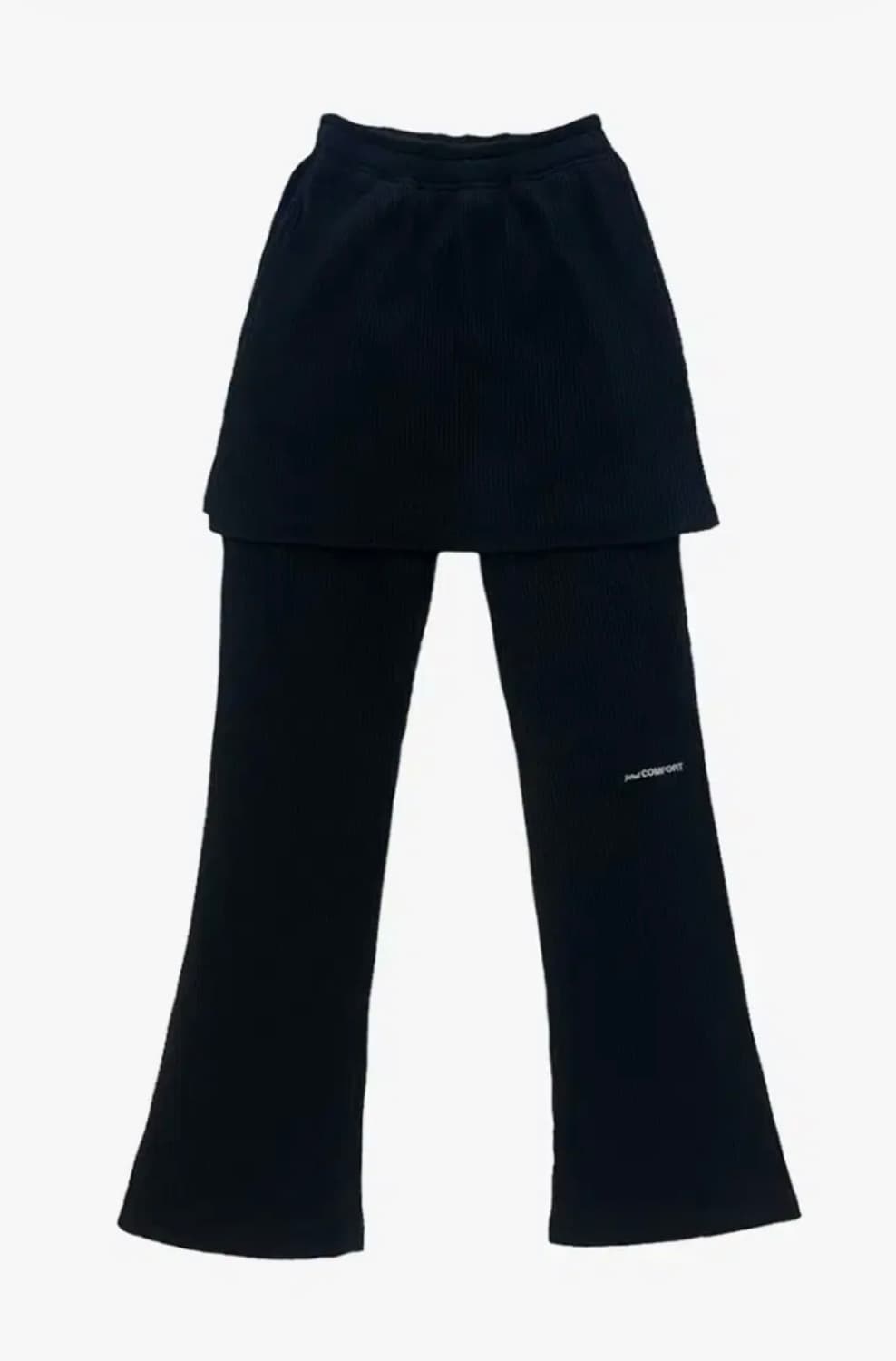 지초이 24-003 와플 슬림 레이어드팬츠 블랙 상품이미지1