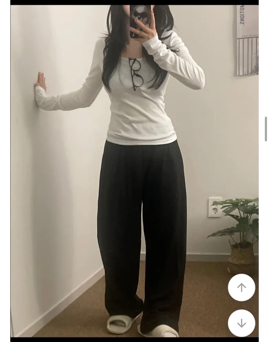 흰색 긴팔티 흰티 기본티 U넥 상품이미지2