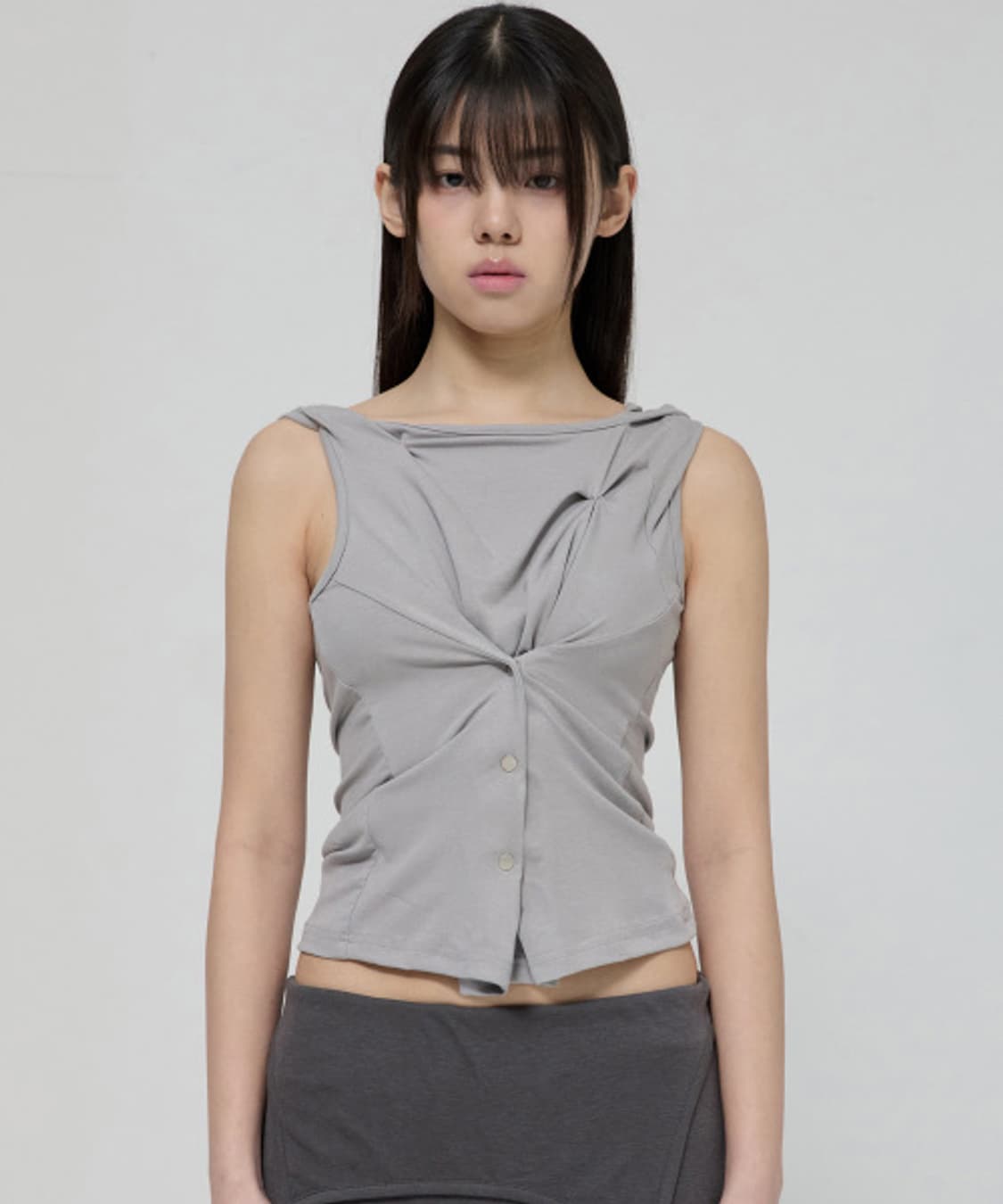 플레어업 에시메트릭 스냅 후디 그레이 상품이미지1