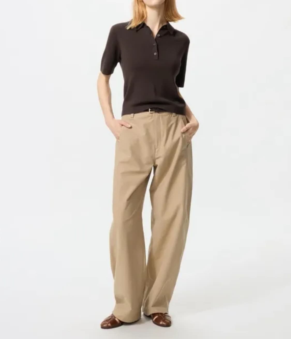 유니클로 저지배럴레그팬츠 베이지 L 롱기장 상품이미지1