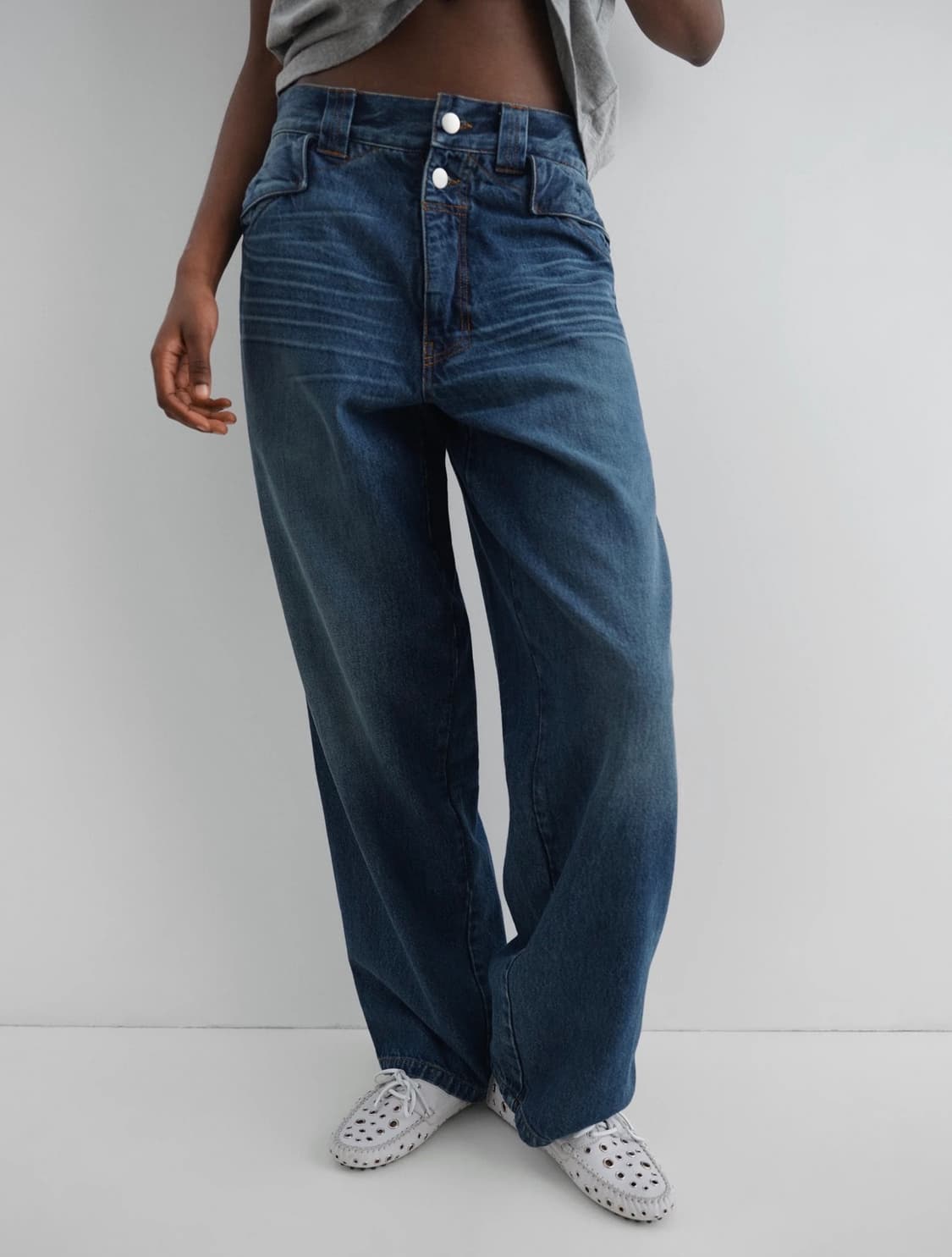 기마구아스 백 버클 데님팬츠 새상품 상품이미지1