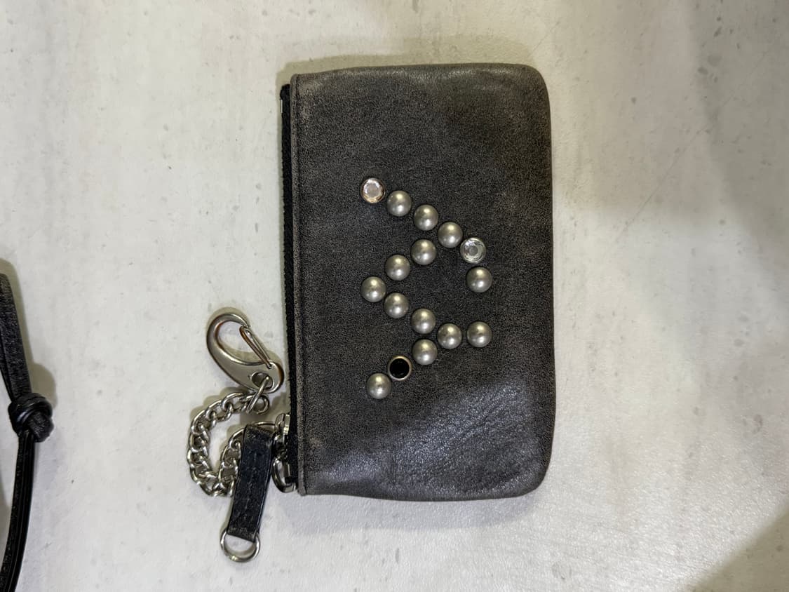 open yy stud chain wallet(black) 상품이미지2