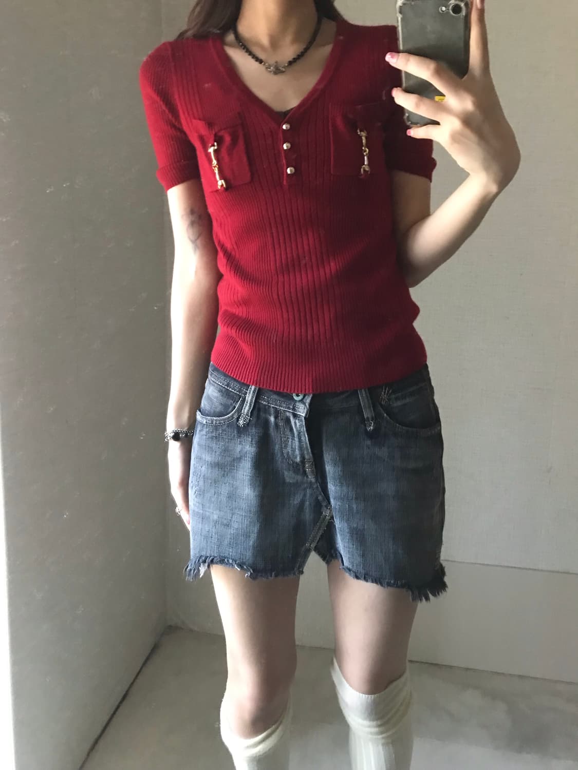 일본빈티지 딱붙핏 골지탑 상품이미지5