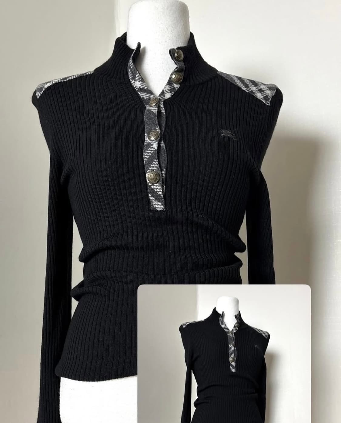 버버리 블루라벨 노바체크 니트 블랙 상품이미지1