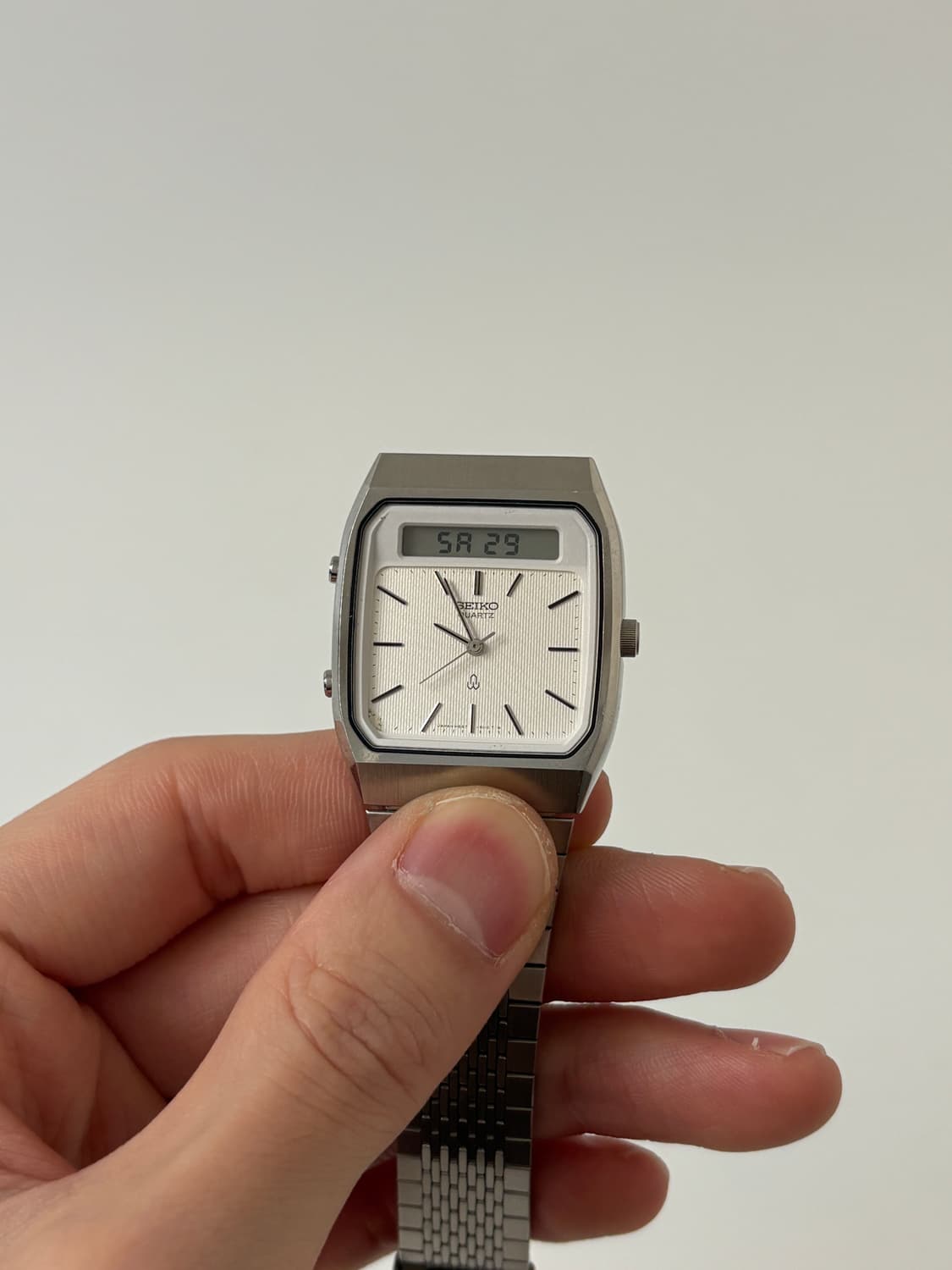 1980s Silver Square Ana-Digi Quartz 상품이미지2