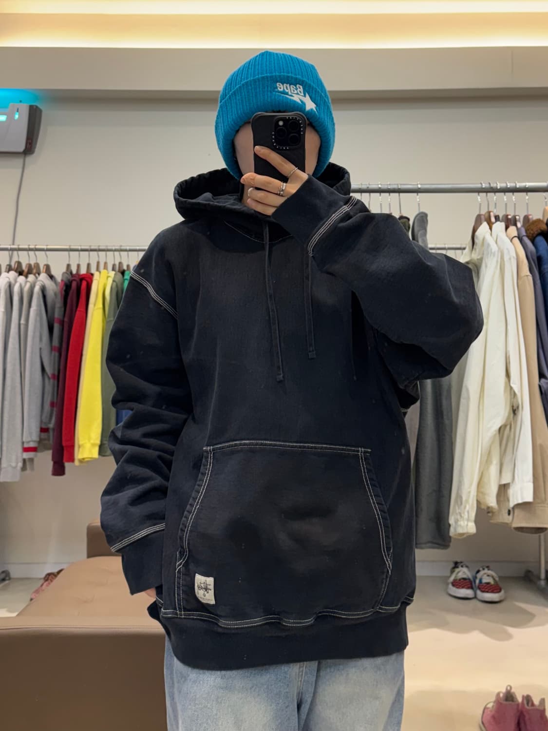 스투시 콘트라스트 스티치 라벨 후드 상품이미지7