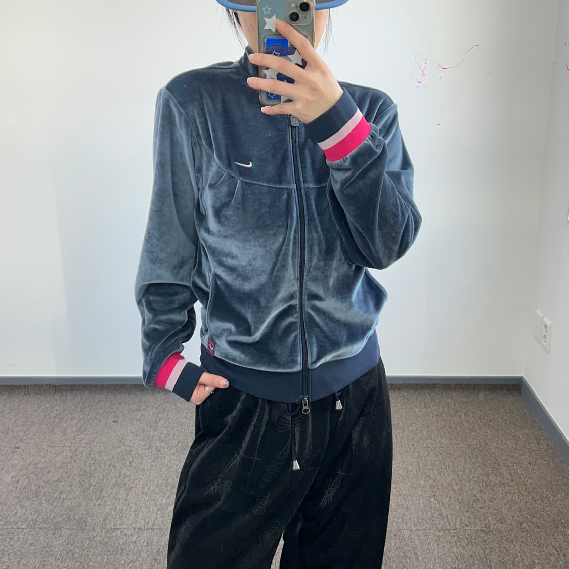 Nike 나이키 2-way 블루 벨벳 집업 상품이미지2