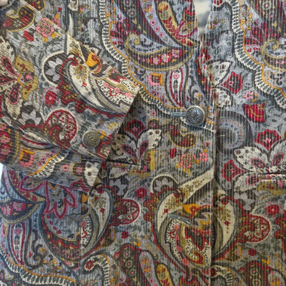 JPN 페이즐리 코듀로이 빈티지 노카라 블레이저 자켓 상품이미지2