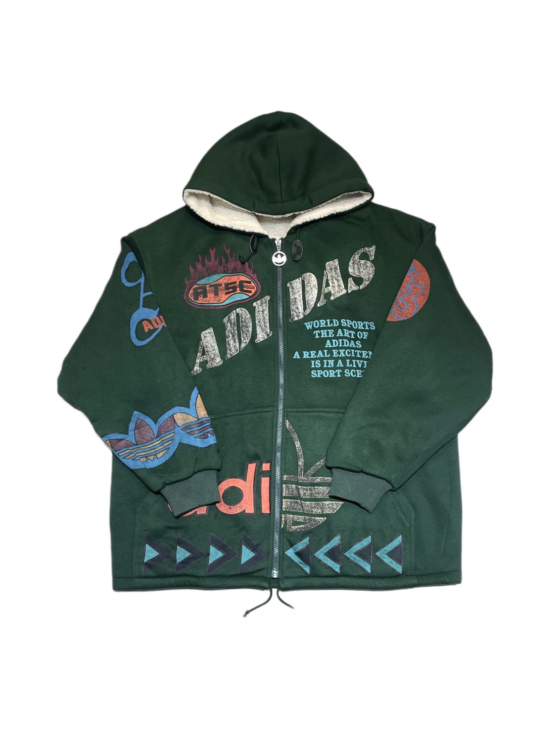 90‘s 아디다스 데상트 콜라보 양털 누빔 후드집업 상품이미지1