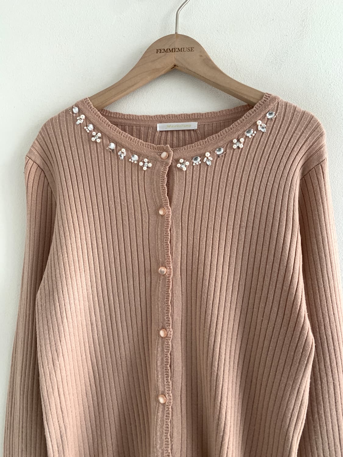 Flower Pearl Neck Cardigan 상품이미지2