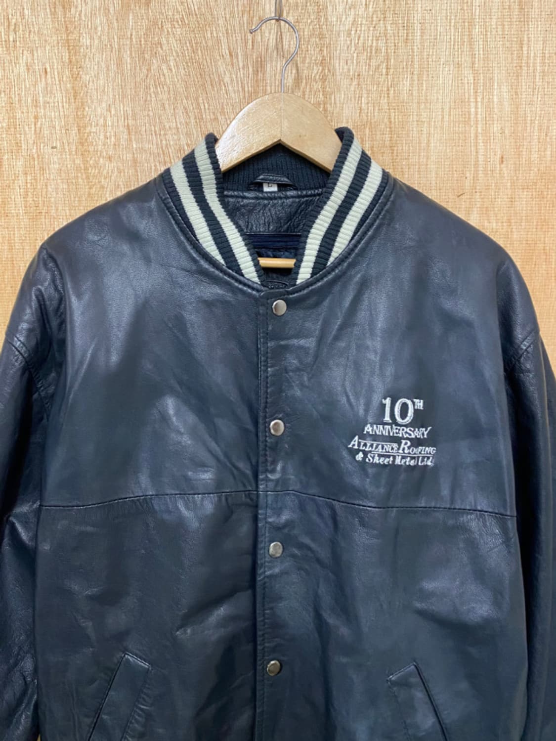 90~00's VTG leather varsity jacket 상품이미지5