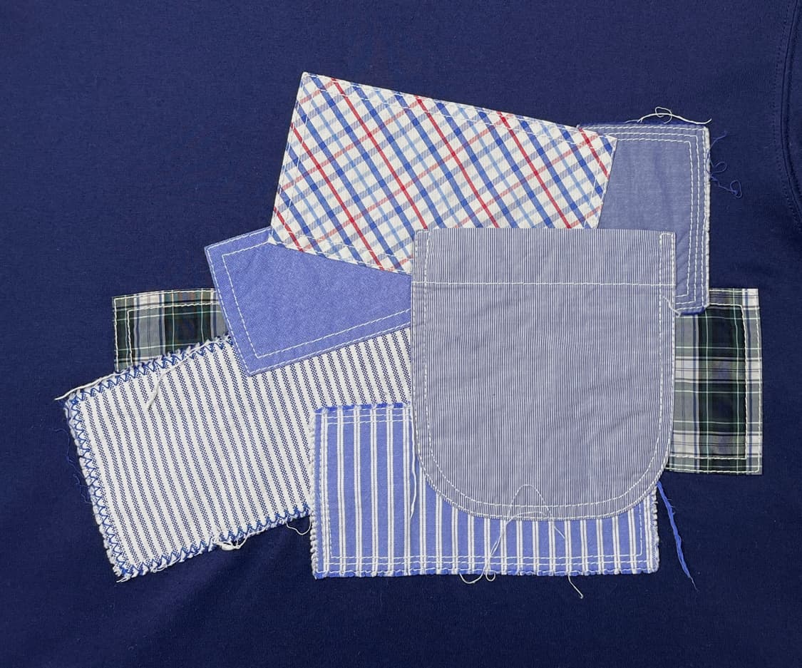 multi fabric patchwork pocket T-shirt 상품이미지3