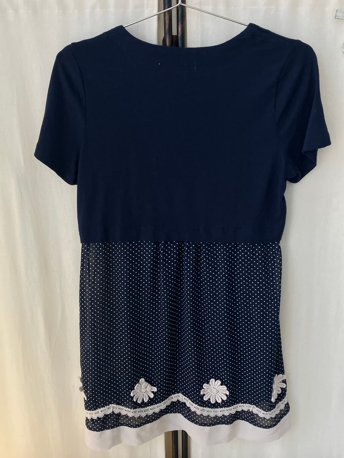 mori layered dot crochet shirring blouse 상품이미지5