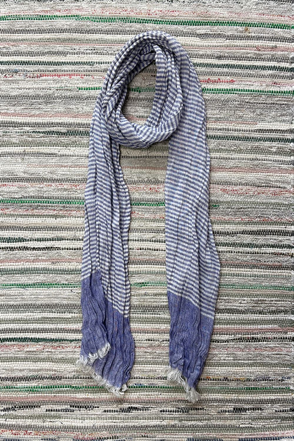 Striped Color-Block Crinkled Long Scarf  상품이미지1