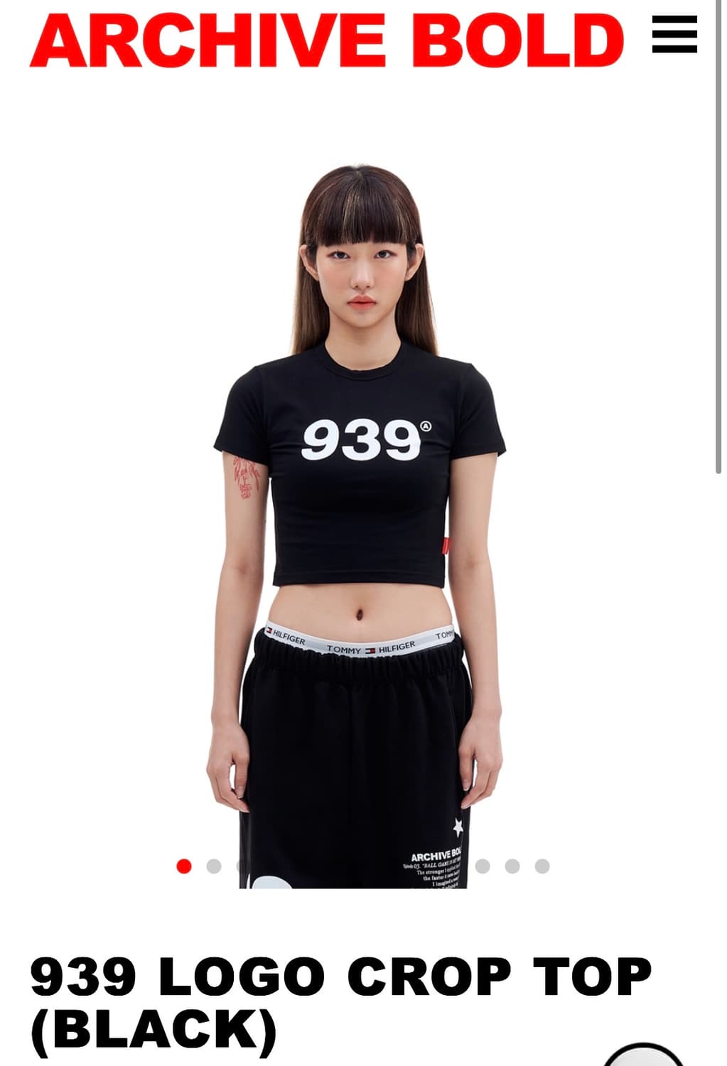 939 LOGO CROP TOP (BLACK) 상품이미지1