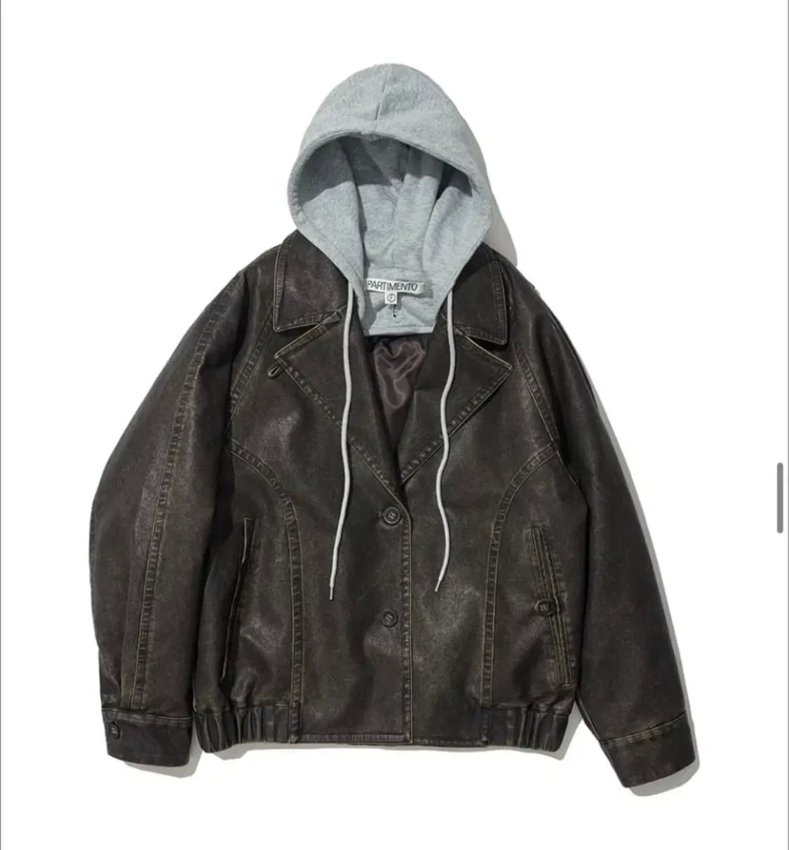 파르티멘토우먼 레더 후드 자켓(모자 탈부착) 상품이미지3
