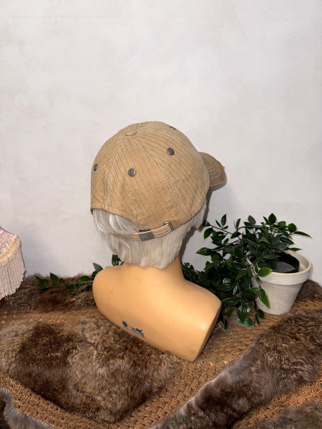 Von Dutch beige stripe leather logo 볼캡 상품이미지3