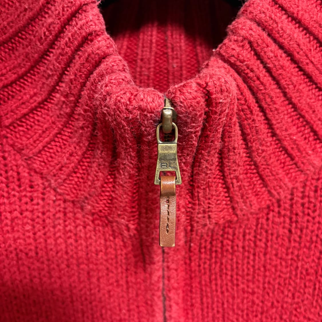 폴로 랄프로렌 코튼 반집업 니트 / 레드, L 상품이미지4