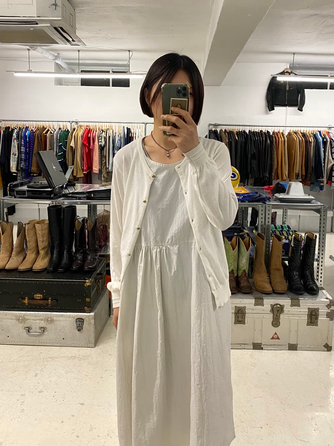 BEAMS cardigan 빔즈 화이트 가디건 상품이미지1