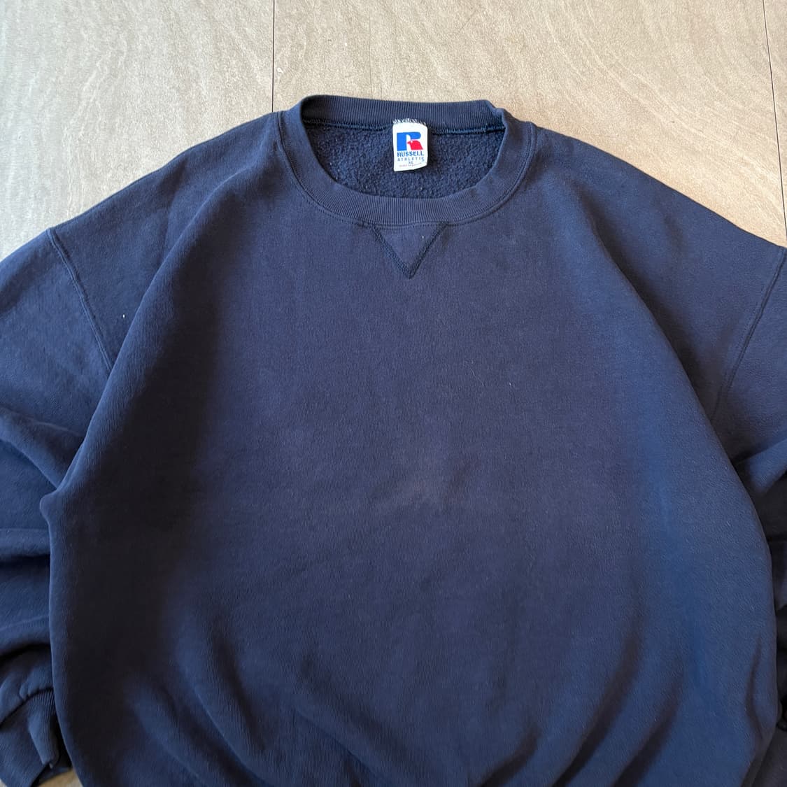 90s 90년대 페이딩 멕시코 생산 러셀 블랭크 네이비 스웻셔츠 상품이미지3