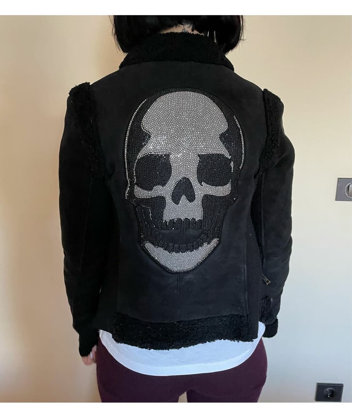 Philipp plein 필립플레인 스컬 블랙 무스탕 자켓 s 상품이미지1