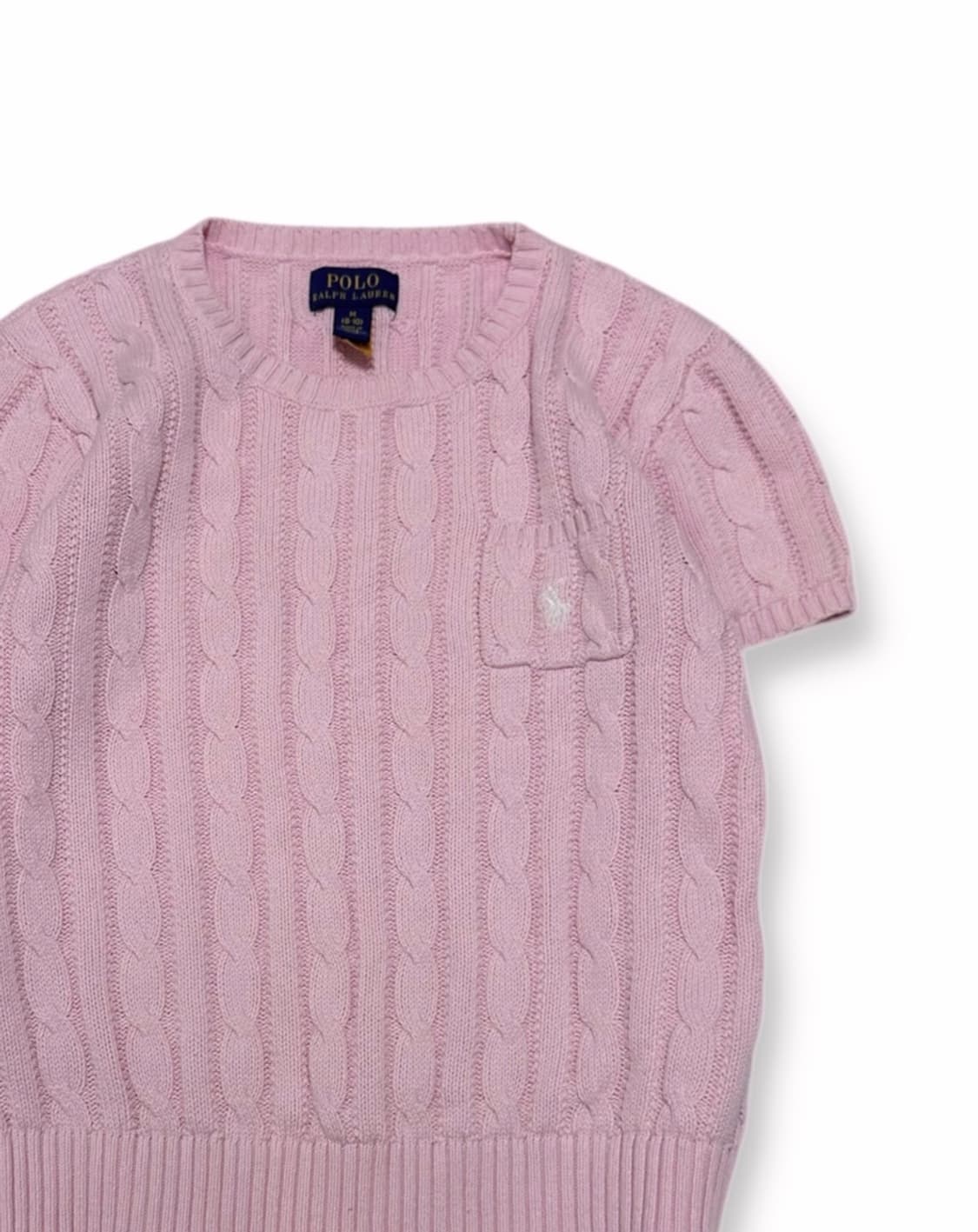 폴로 랄프로렌 케이블 반팔 니트 핑크 상품이미지2