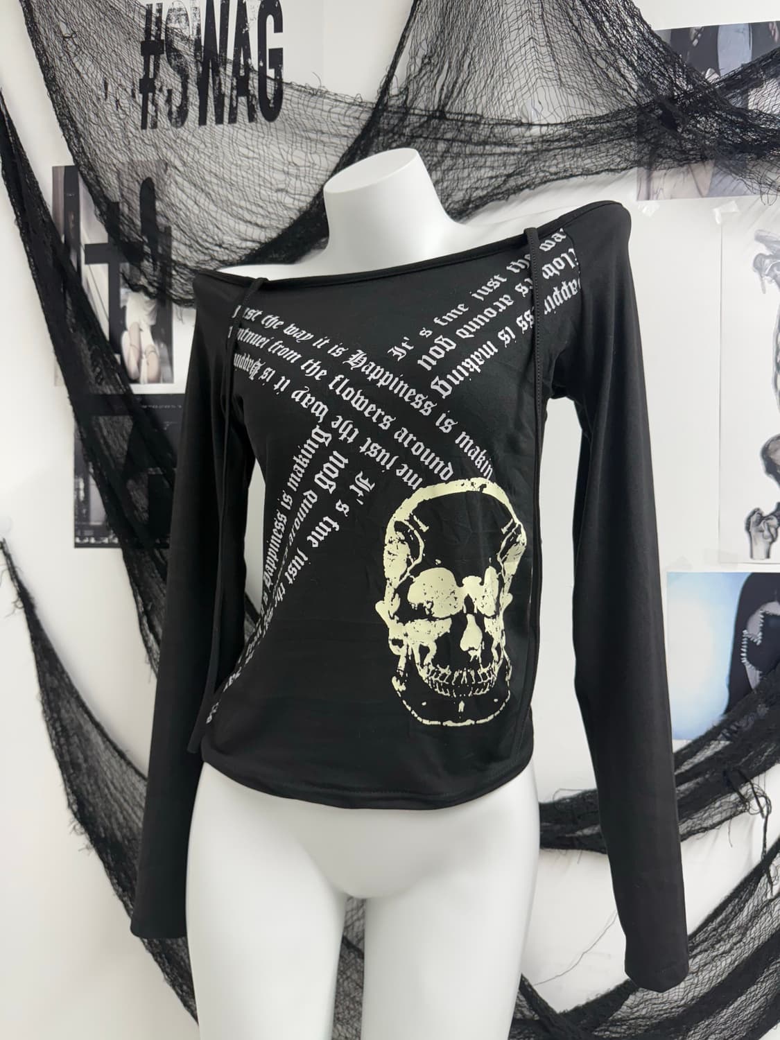 00s gal punk mood lettering skull longsl 상품이미지2