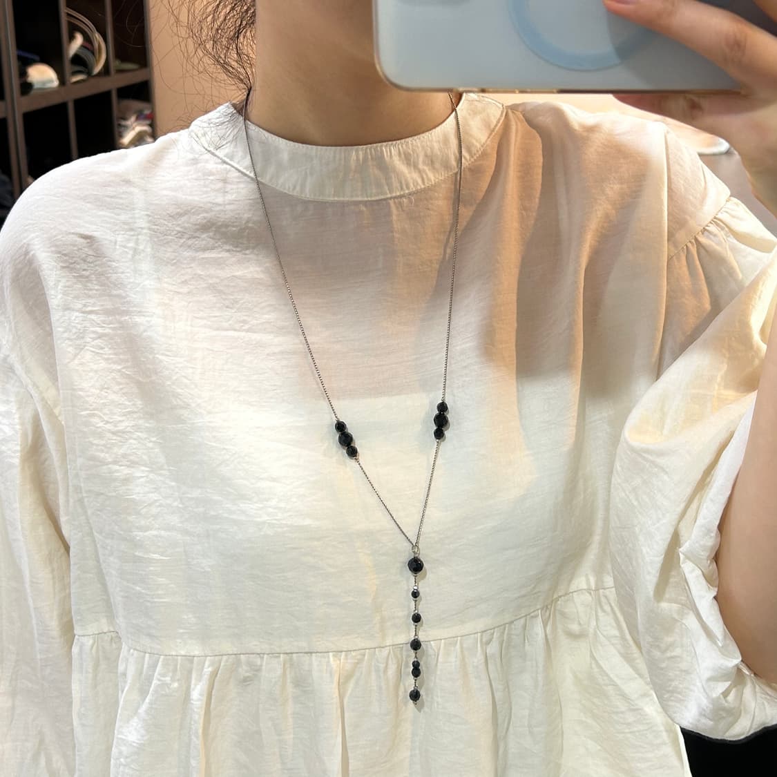 블랙볼 비즈 레이어드 목걸이 상품이미지3