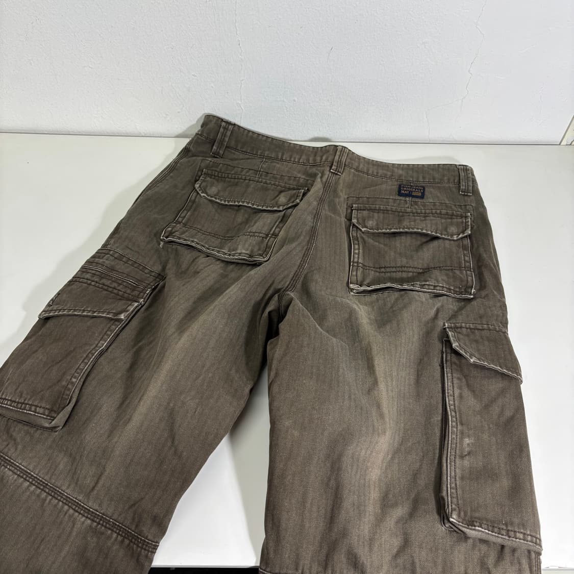 L 빈티지 카키 빈티지워싱 일자핏 코튼 카고팬츠 상품이미지4