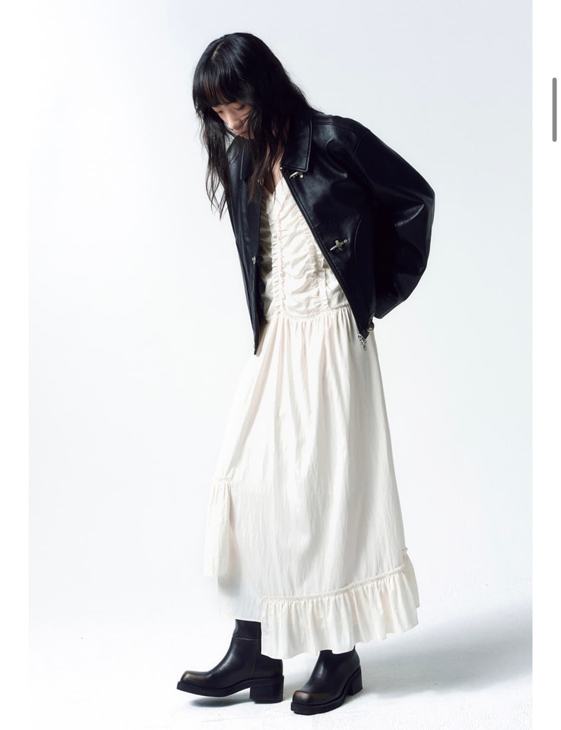 인사일런스 우먼 빈티지 버클 포우 레더 자켓 M 상품이미지3