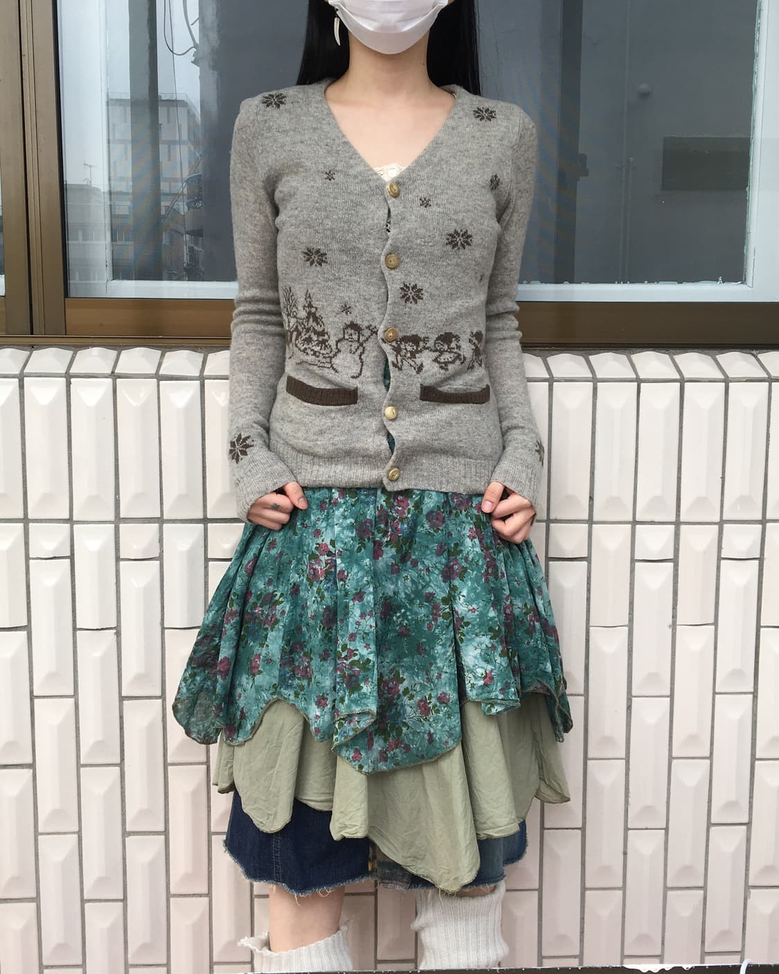 Snow pattern knit cardigan 상품이미지1