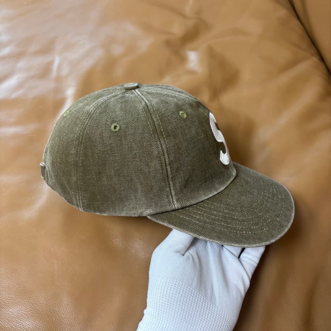 슈프림 S로고 6패널 볼캡 모자 워시드 올리브 카키 상품이미지3