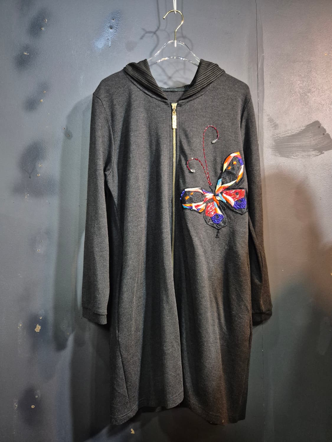 나비 자수 후드 롱 집업 원피스 77 88 상품이미지1