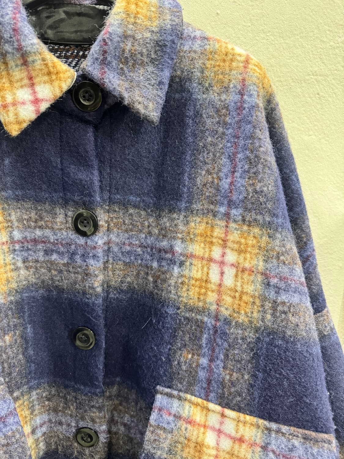 vintage 모헤어 오버핏 롱 체크코트 상품이미지3