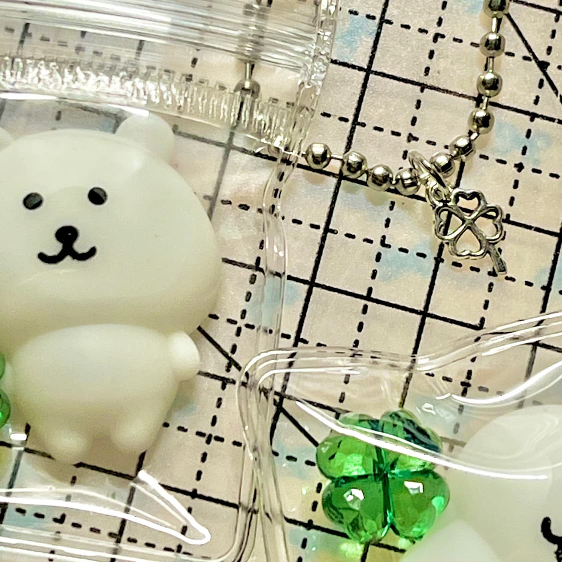 럭키 네잎클로버 농담곰 말랑이 키링2개 (행운 우정키링 커플키링 치이카와 상품이미지3