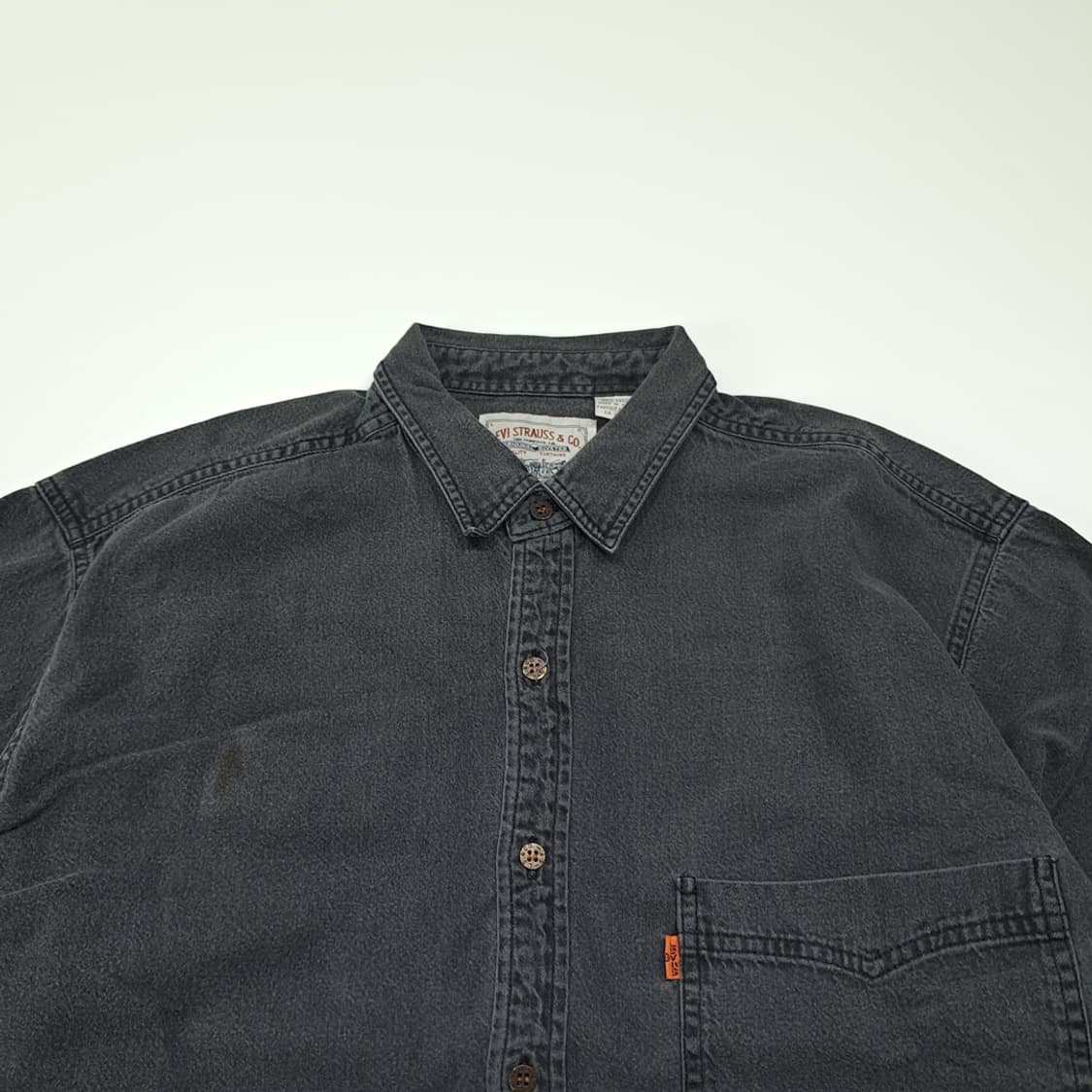 CL870 L 리바이스 90s 한국판 오렌지탭 블랙 데님셔츠남방 상품이미지2