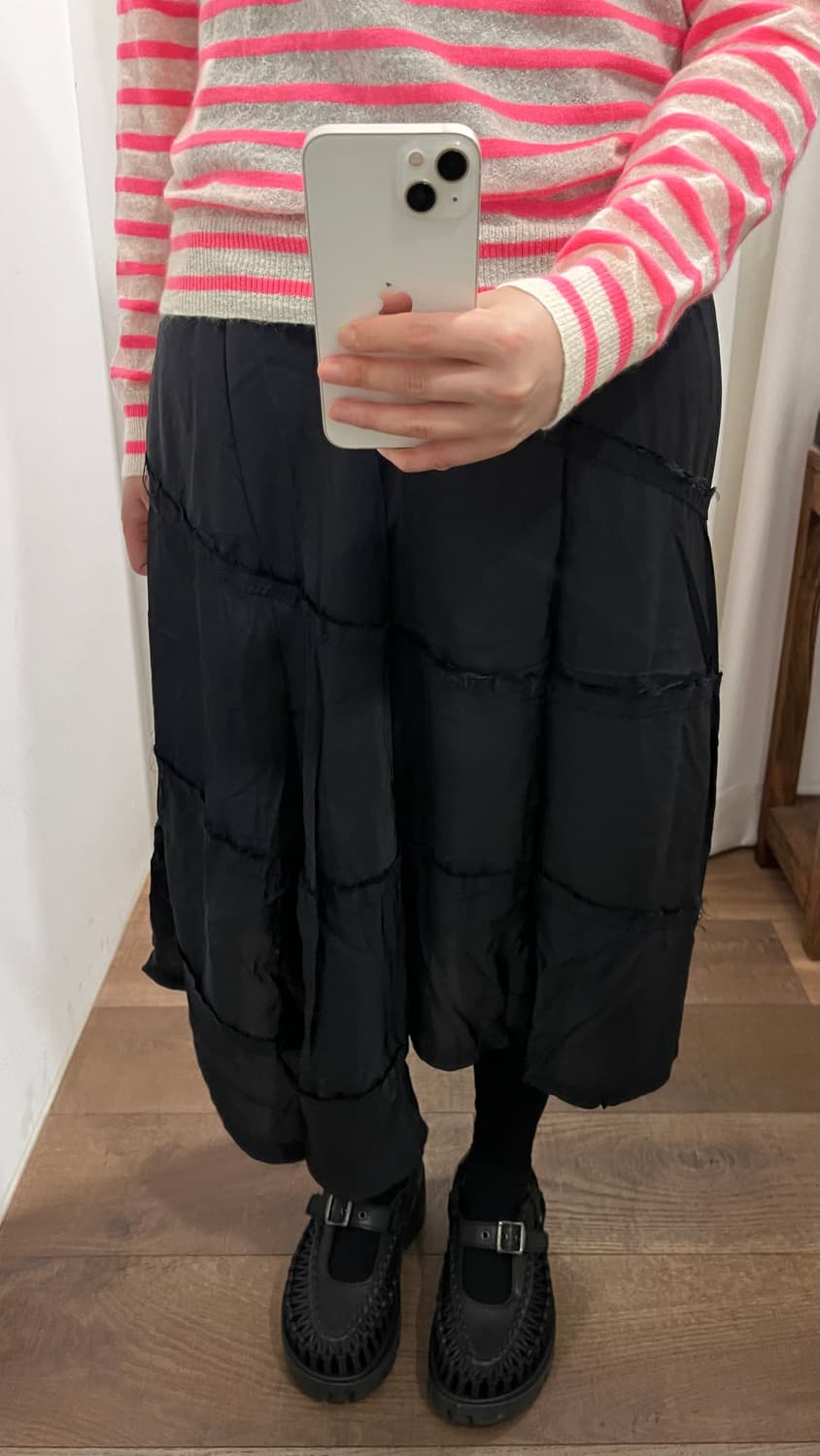 Asymmetry Distressed Patchwork Skirt 상품이미지3
