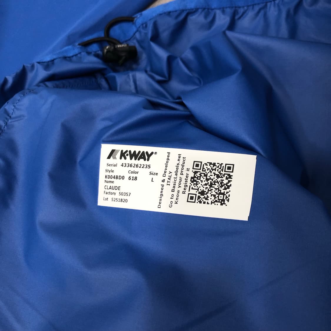 까웨 k-way 르브레 클로드 방수 방풍 패커블 후드집업 자켓 L 상품이미지5