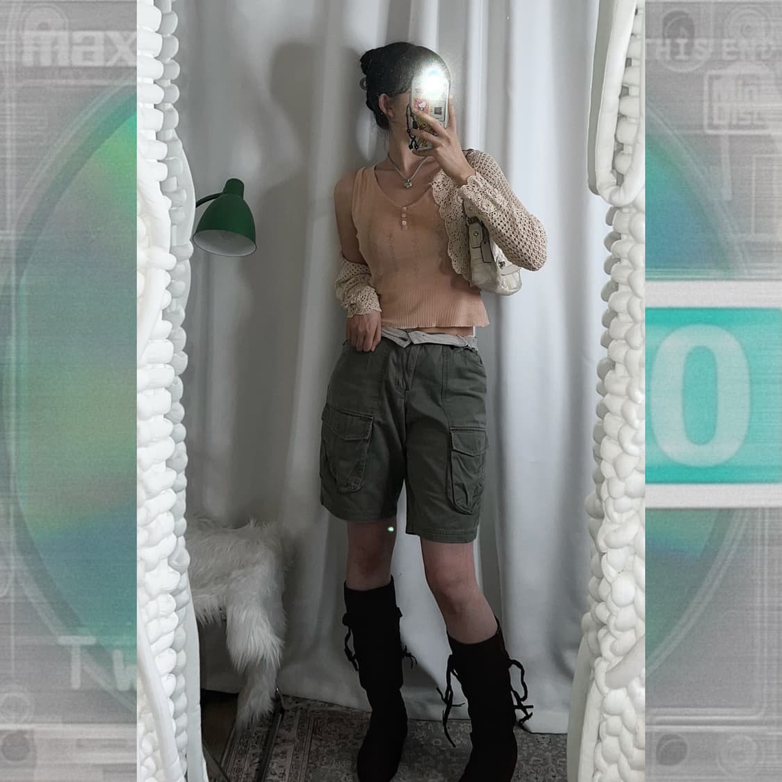 베이지 크로쉐 크롭 가디건 상품이미지5