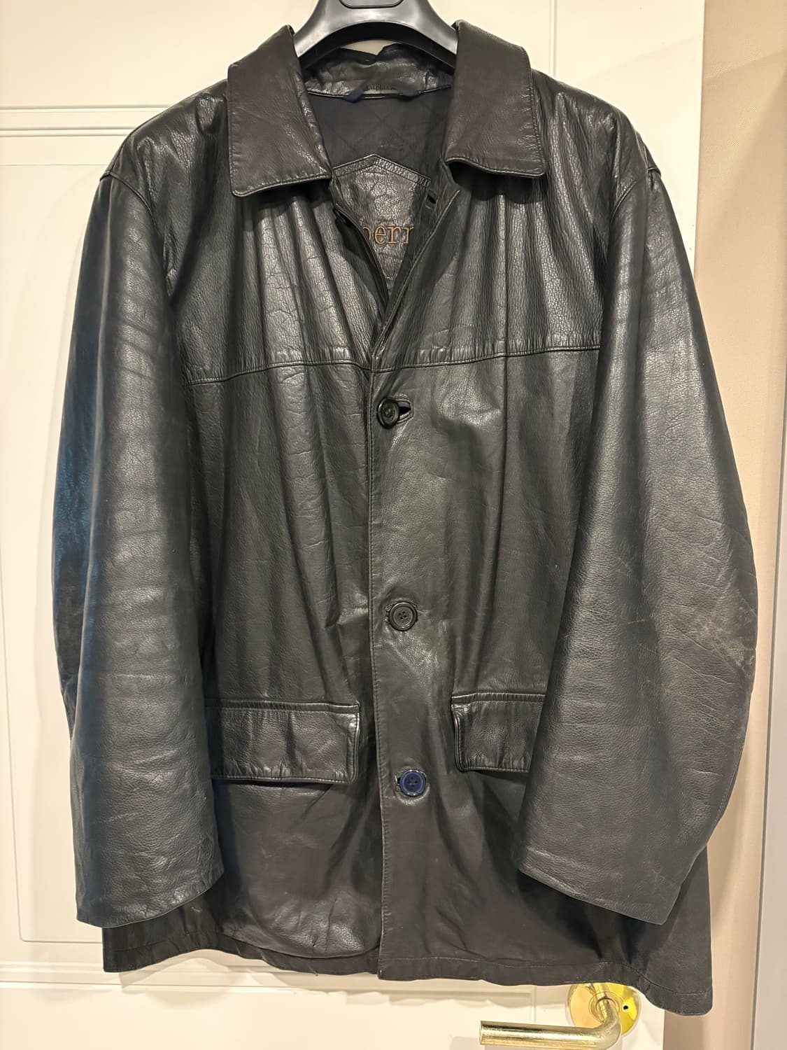 [M] 90년대 빈티지 burberrys 버버리 레더 자켓 카코트 상품이미지1