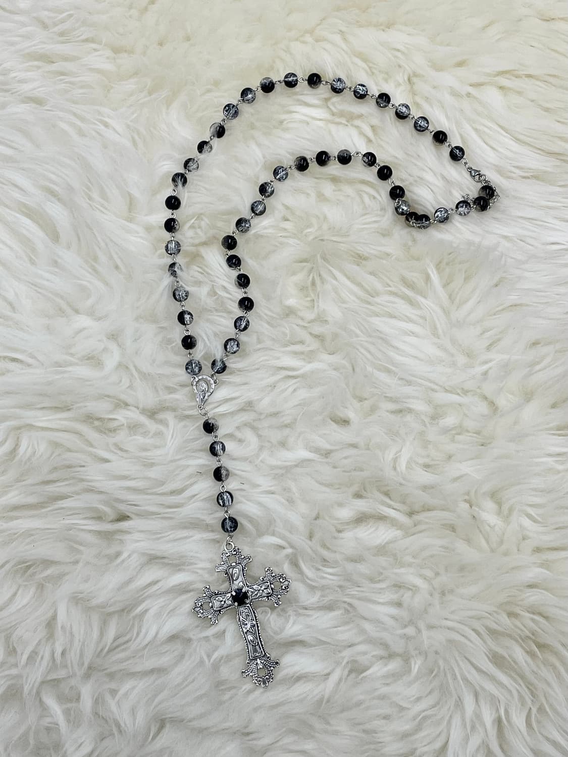 블랙 고딕 십자가 로자리오 네크리스 상품이미지3