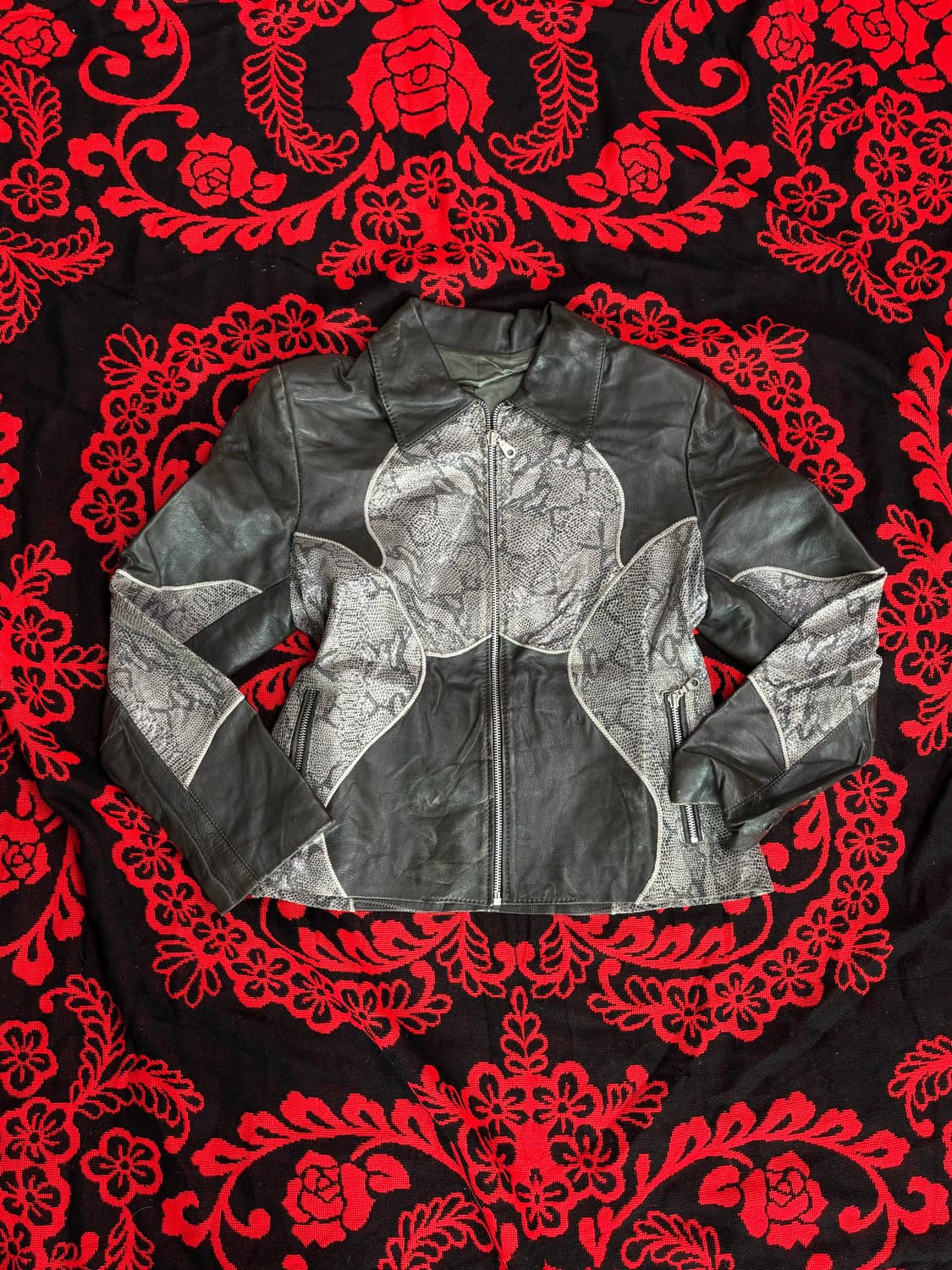Rock Punk phyton pattern leather jacket 상품이미지1