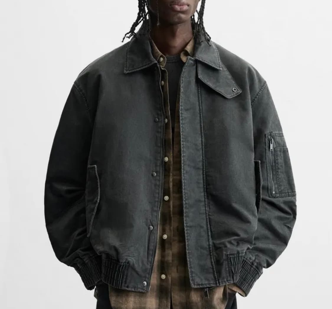 자라 왁스드 이펙트 워시드 자켓 그레이 새제품 상품이미지1