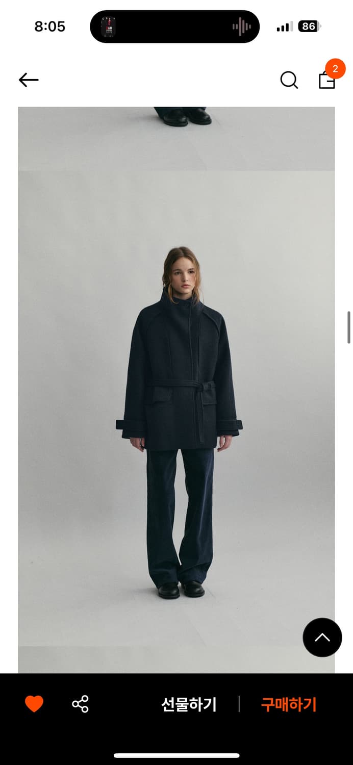 아우브아워 vent wool half coat 하프 코트 (네이비) 상품이미지3