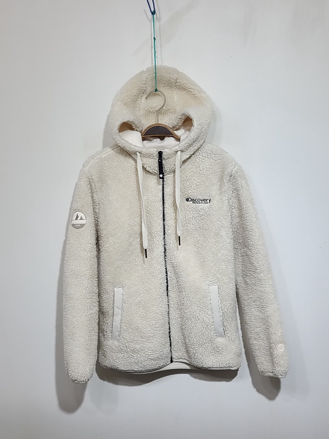 (100) 디스커버리 플리스 후드점퍼 아이보리 뽀글이 후리스 자켓  상품이미지1