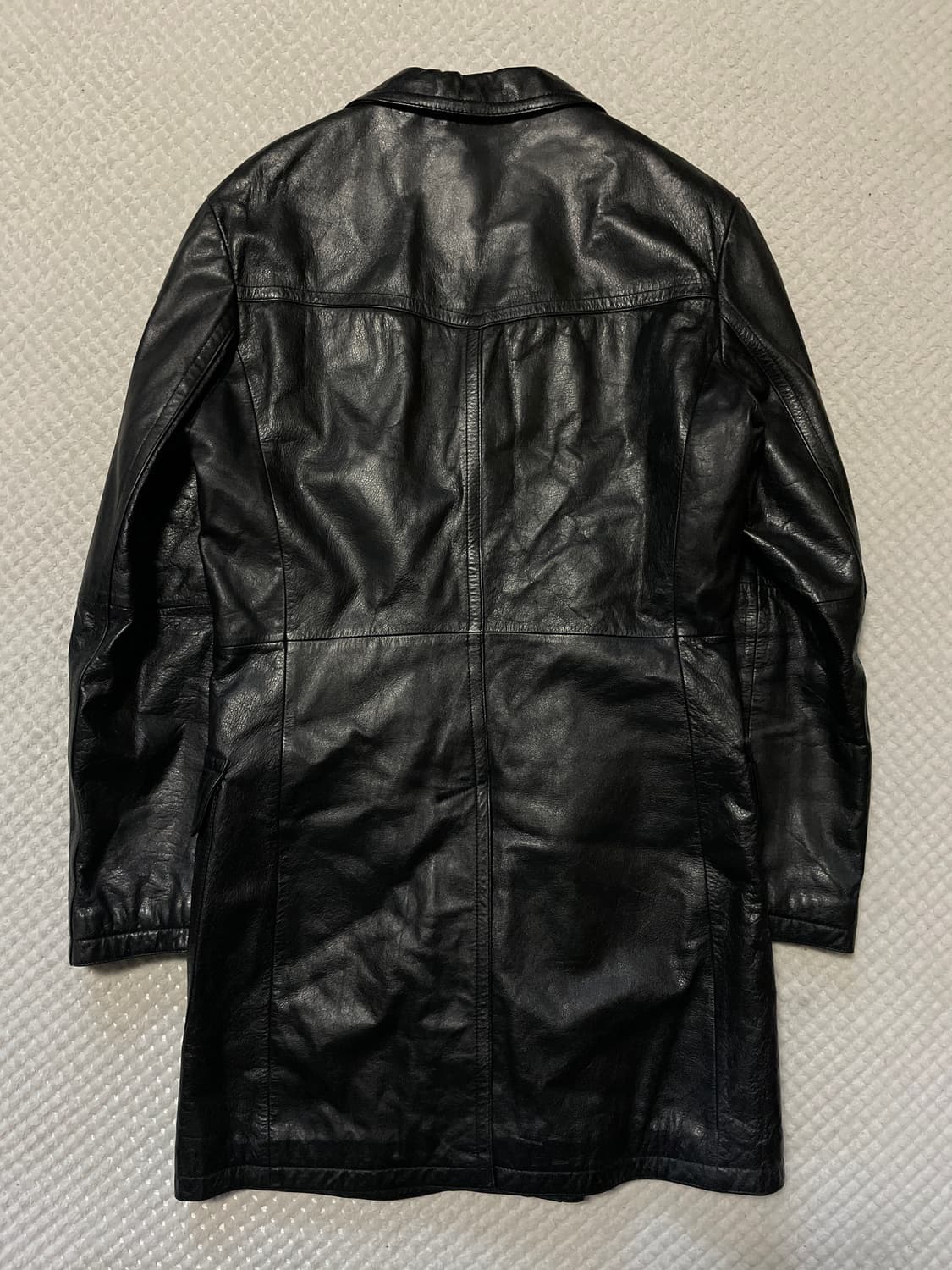 JAMES DEAN 웨스턴 무드 3버튼 카우하이드 소가죽 레더 카 코트 상품이미지3